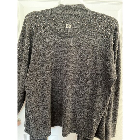 Genuine Harley Davidson Womens XL Open Front Studded Cardigan Metal Logo - Picture 2 of 12